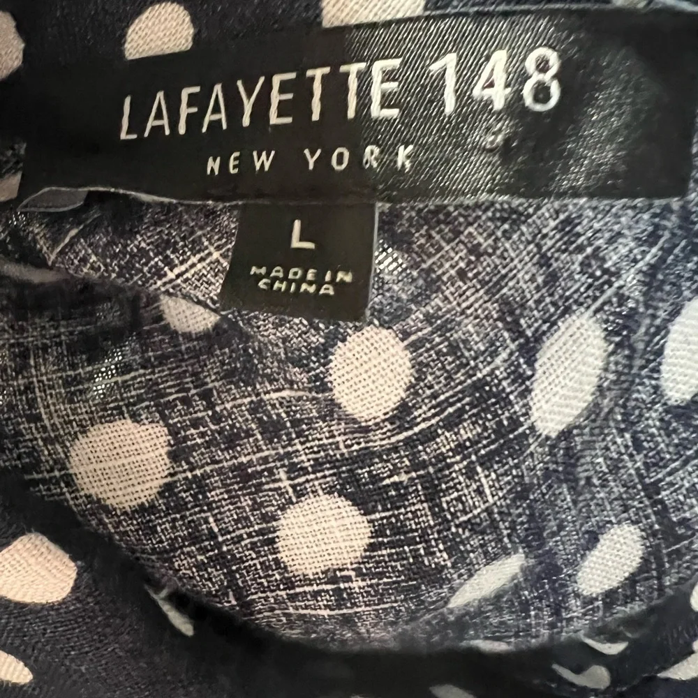 Lafayette 148 New‎ York Beautiful Fun Print 100% Linen Button Blouse- Large - Picture 7 of 7